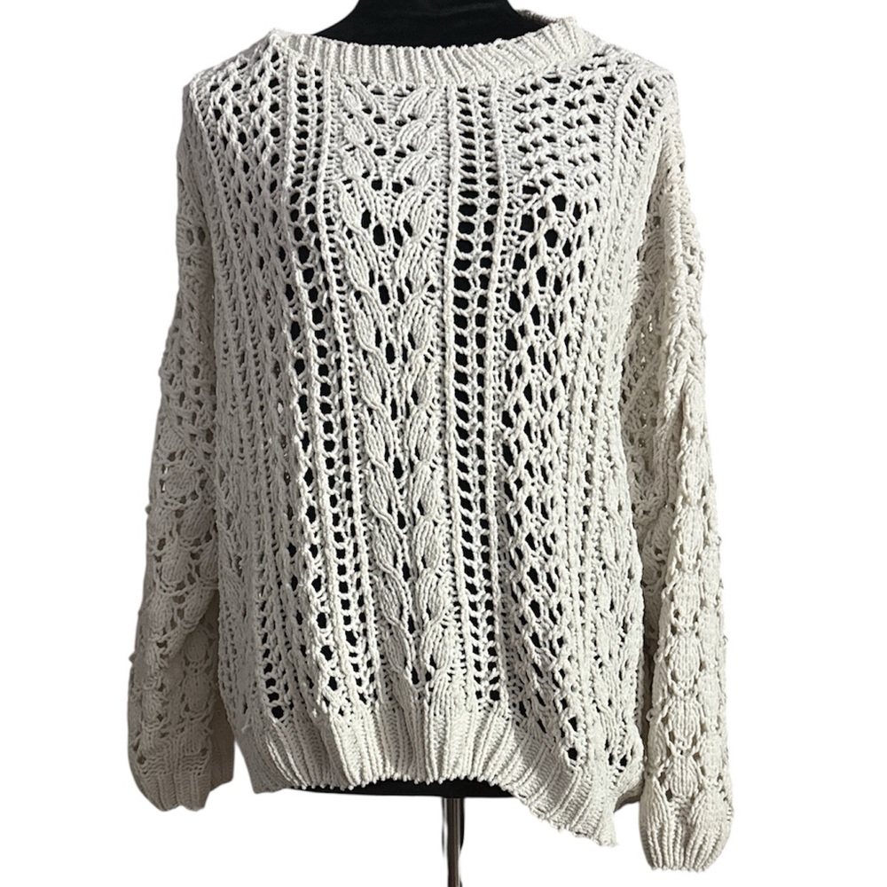 Forever 21 Cream Cable Neck Sweater- Size Small